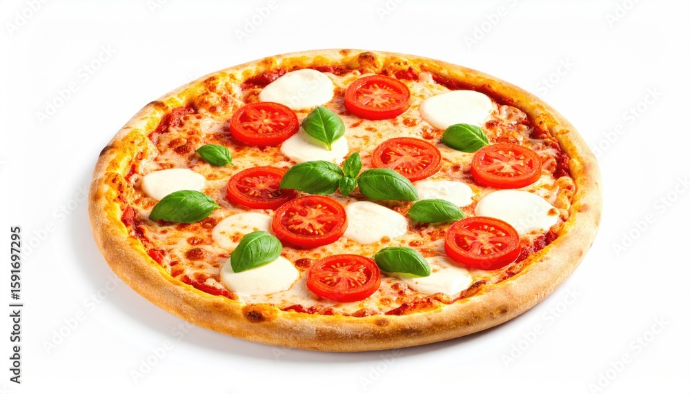 Round pizza with mozzarella, tomatoes, and basil (1) Round pizza with mozzarella, tomatoes, and basil (1)
