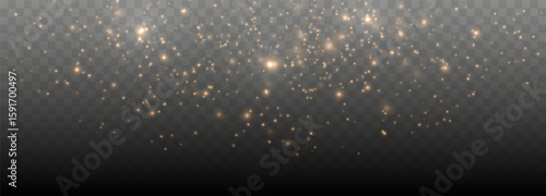 Glowing light effect with many glitter particles. Gold starry cloud with dust. Magic christmas decoration	