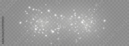 Glowing light effect with many glitter particles with transparency. Vector starry cloud with dust. Magic christmas decoration