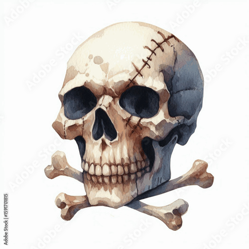 Marble veil skull isolated watercolor vector illustration svg