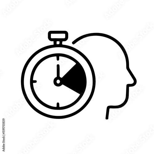 Focus Timer Icon – Outline Productivity and Mind Vector