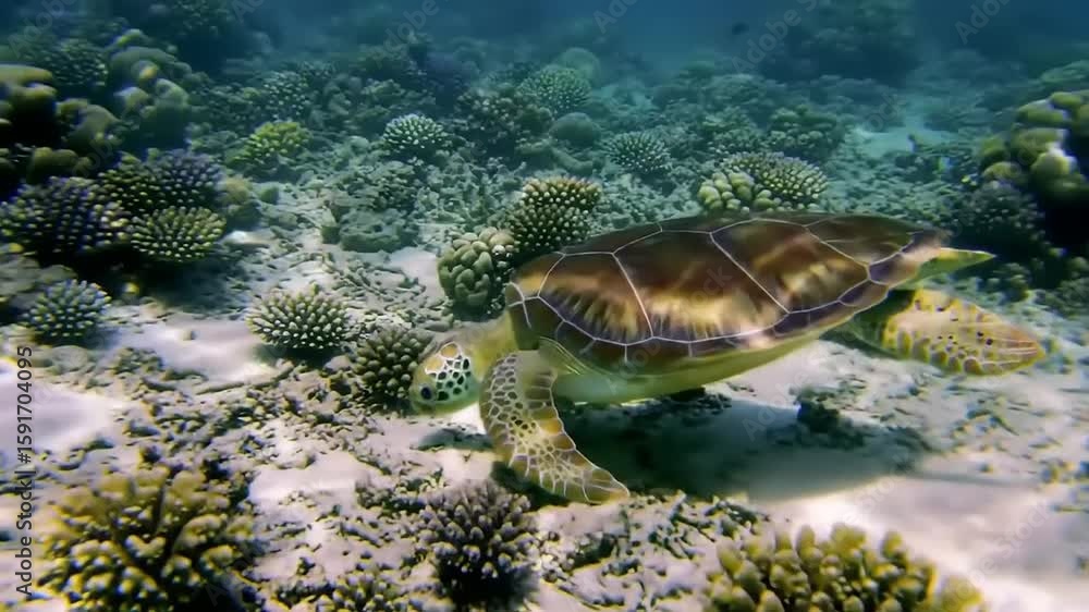 Sea Turtle Coral Reef Underwater. Sea Turtle Coral Reef Underwater.