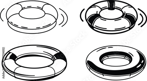 ring silhouette, pool ring floater line art vector with white background.