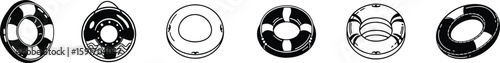 ring silhouette, pool ring floater line art vector with white background.