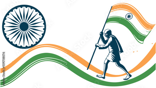 Indian flag bearer illustration