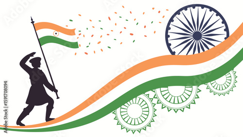 Indian flag bearer silhouette graphic design