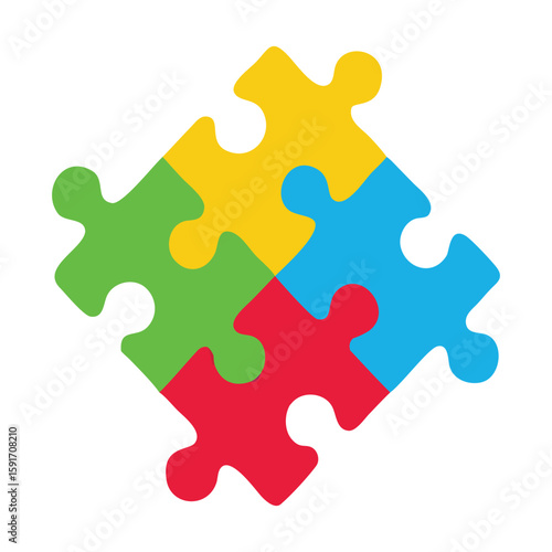 Autism Awareness Jigsaw Puzzle Colorful Neurodiversity Support Inclusion Vector