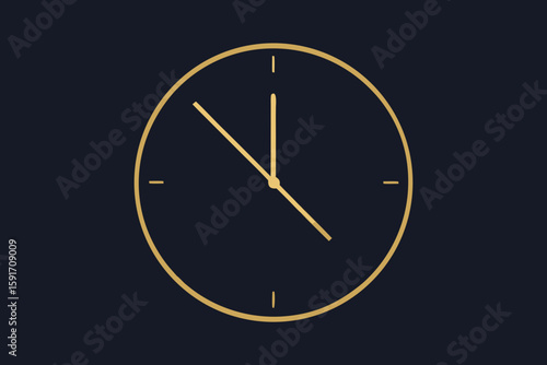 Minimalist Clock Face with Single Gold Line vector illustration
