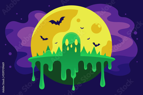 Dripping Slime on Spooky Background vector illustration