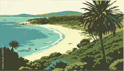 tropical beach with palm trees