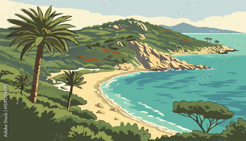 tropical beach with palm trees