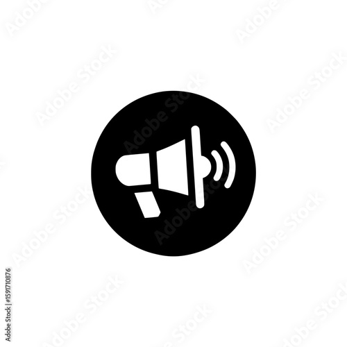 Loudspeaker or megaphone icon enclosed in a circle representing announcement, public alert, or audio notification