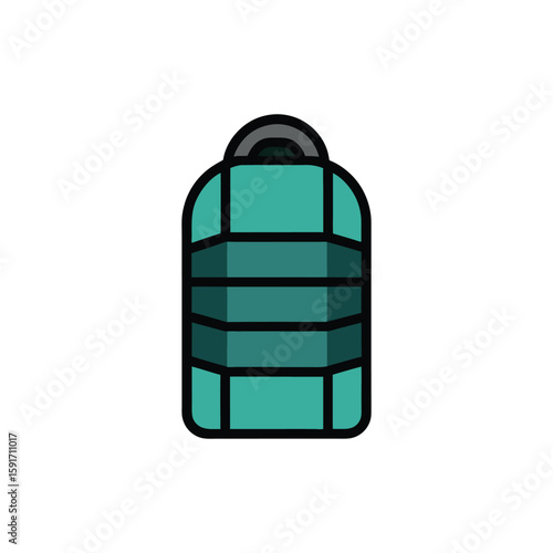 Vector art of a teal duffel bag with straps, ready for travel or sports