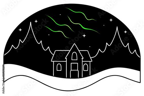 Northern Lights in Spooky Halloween Palette vector illustration