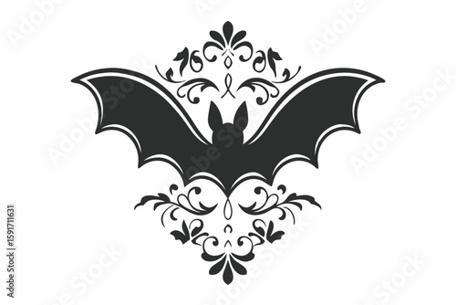 Vintage Wallpaper with Bat Silhouette vector illustration