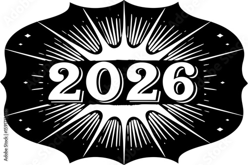 Glowing Golden Burst Behind 2026 Numbers vector illustration