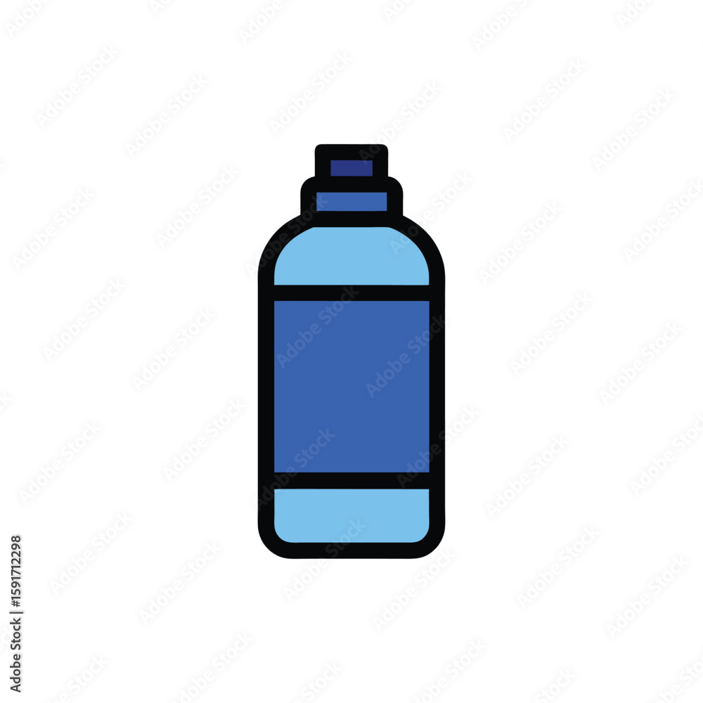 Vector art of a blue bottle with a cap, suitable for water or drinks