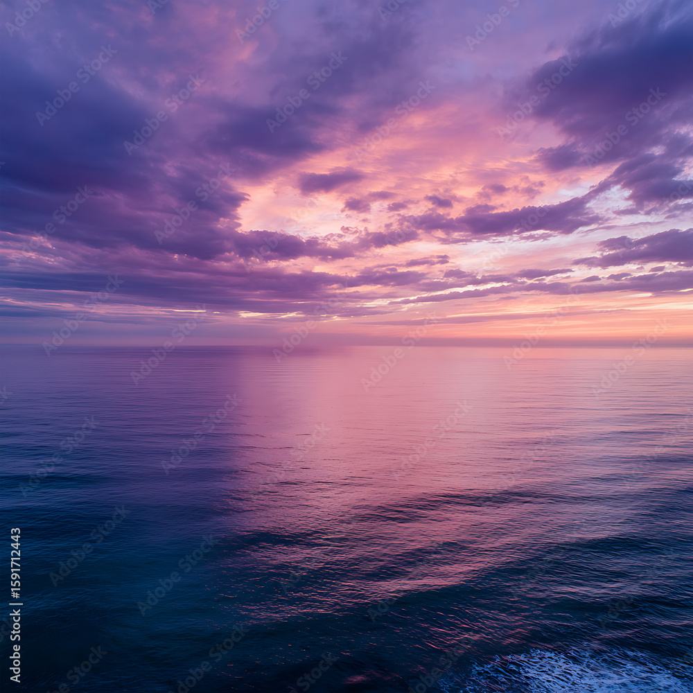 Obraz premium Ocean Sunset with Purple Skies