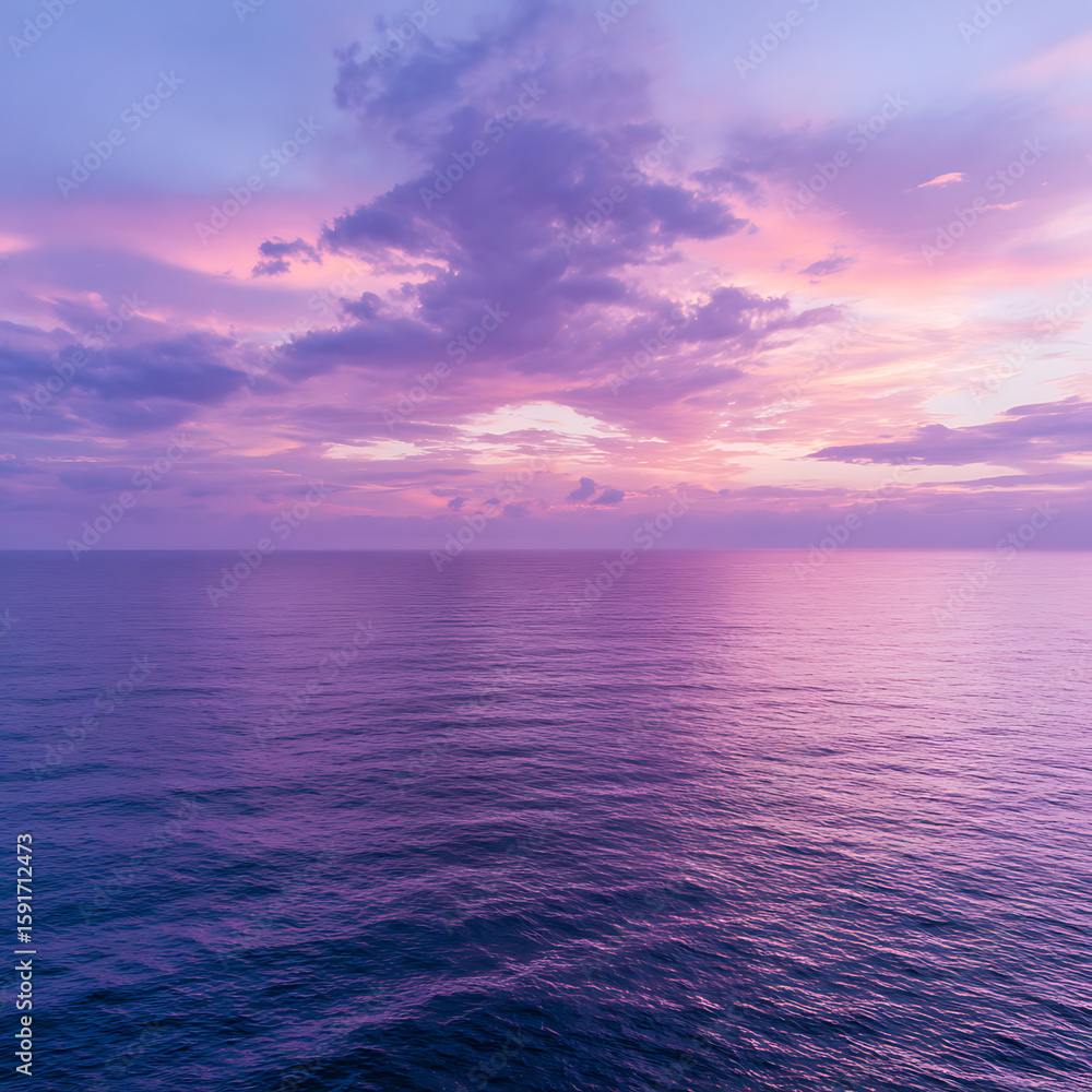Obraz premium Ocean Sunset with Purple Skies