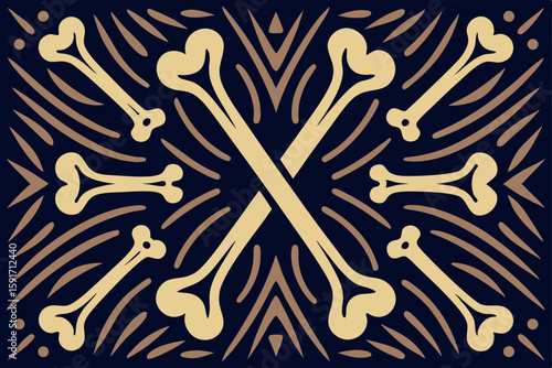 Stylized Bone Patterns in Dark Background vector illustration