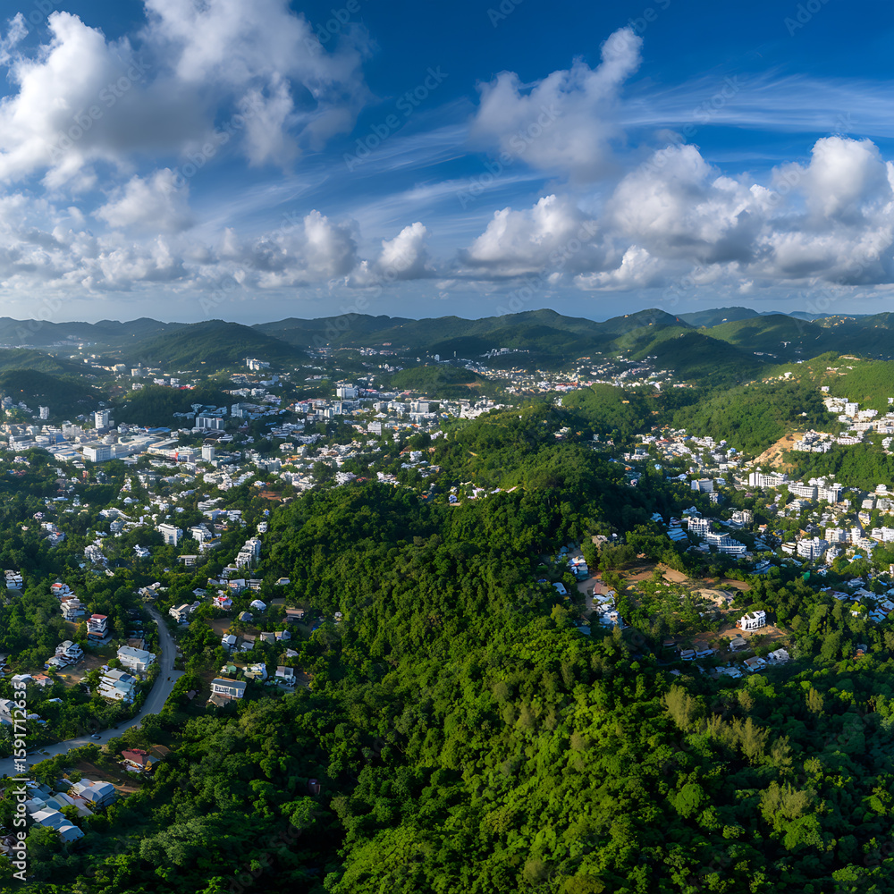 Fototapeta premium Phuket City with Forest and Clouds