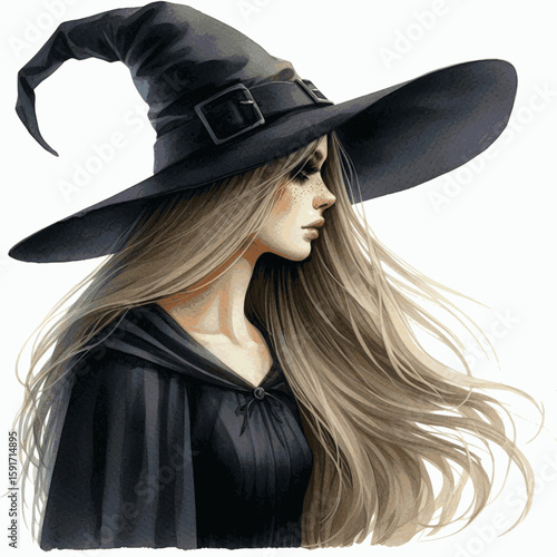 Autumn Witch's Gaze Halloween Witch isolated watercolor vector illustration svg