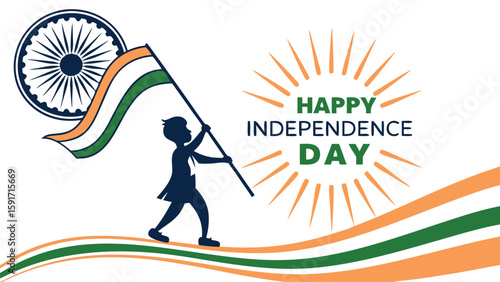 Child carrying flag national celebration