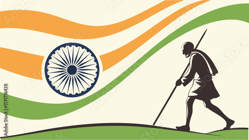 Historical figure silhouette walking