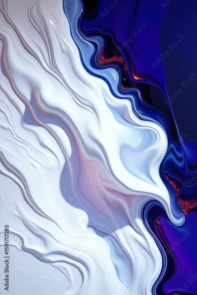 Fototapeta premium Swirling colors of blue and white create an abstract visual experience in an artistic composition