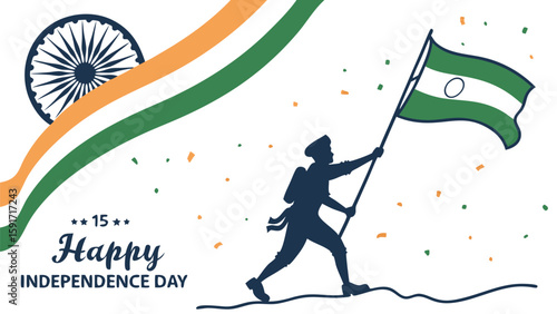 Independence day silhouette flag bearer