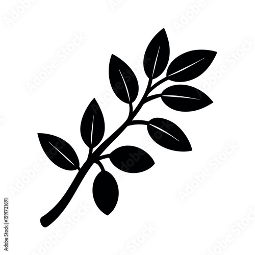 Simple black almond tree branch illustration Line Art Vector illustration