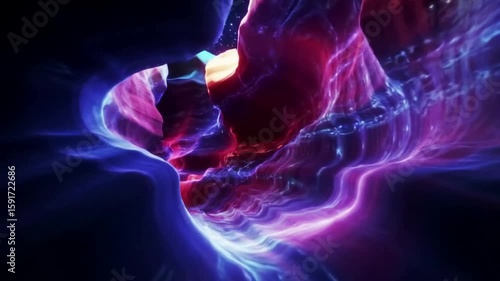 Abstract cosmic tunnel with glowing light and futuristic design.