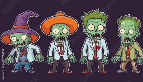 Humorous Halloween Zombies for Stock Illustrations
