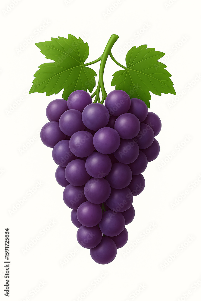 Fototapeta premium Large bunch of blue grapes on white background.