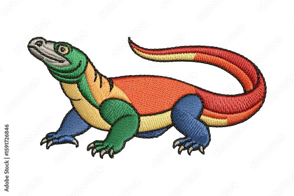 Obraz premium Colorful lizard embroidery reptile patch