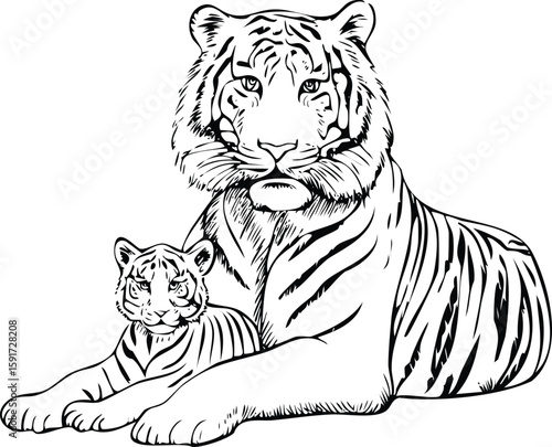 Protecting Tigress and Her Young Offspring