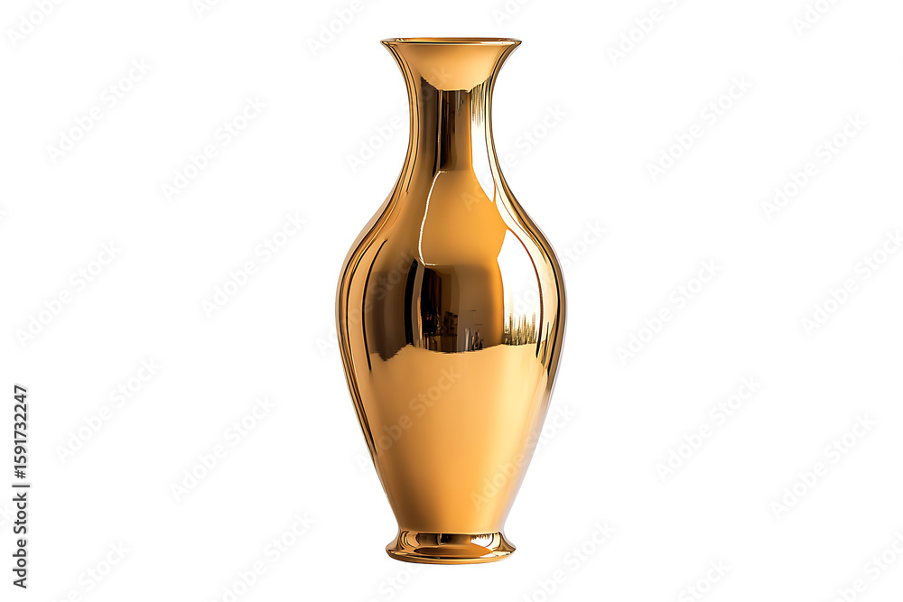 Tall Gold Vase With Long Stem high quality realistic image Tall Gold Vase With Long Stem high quality realistic image