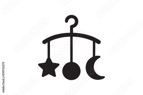 Baby Crib Mobile icon silhouette vector with white background