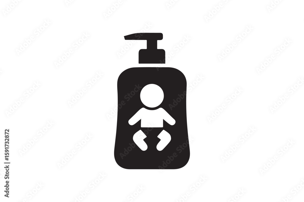 Fototapeta premium Baby Lotion Bottle icon silhouette vector with white background