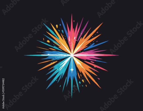 Transparent Fireworks Element. Sparkles Star. Radiance flash rays