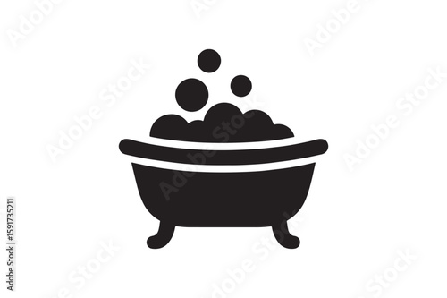 Baby Bathtub icon silhouette vector with white background