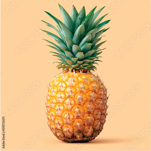Pineapple isolate close-up. Orange juice. Pineapple banner. Pineapple slices. Tropical fruit.	