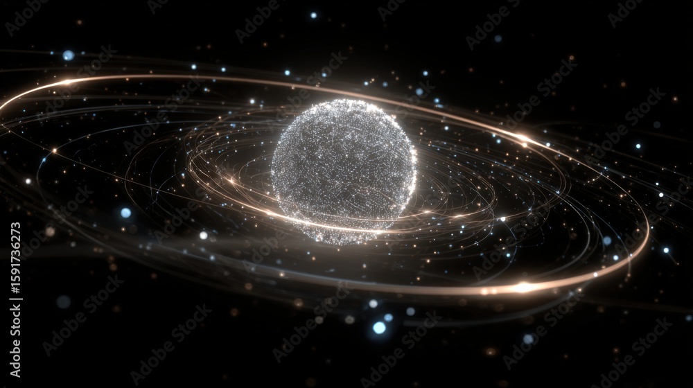 Obraz premium Abstract Planet Orbiting in Space