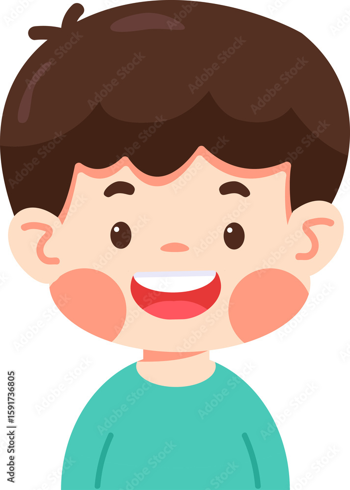 Obraz premium Cartoon Illustration of a Happy Young Boy