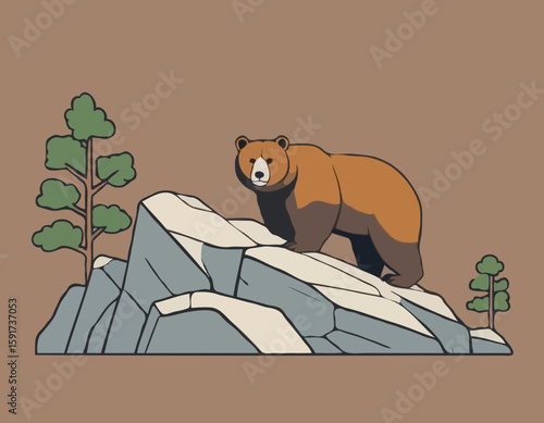 Ours brun sur une roche