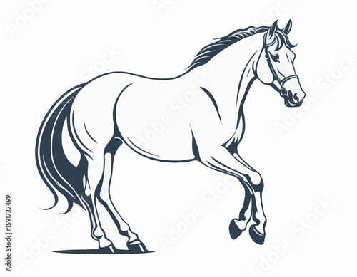 Sophisticated Line Art Illustration of a Horse Head, Suitable for Equestrian Clubs, Branding, and Wall Art.