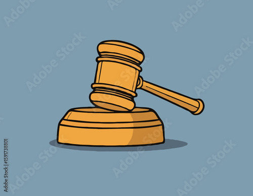 Cartoon Wooden Gavel Drawing