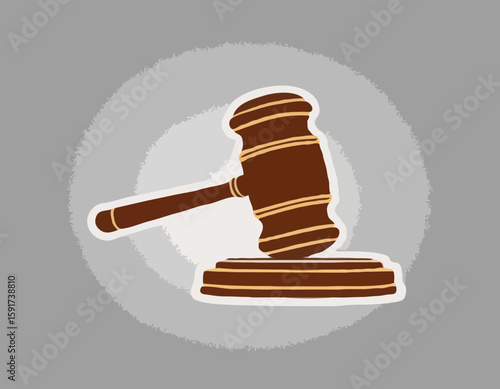 Cartoon Wooden Gavel Drawing