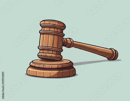 Cartoon Wooden Gavel Drawing