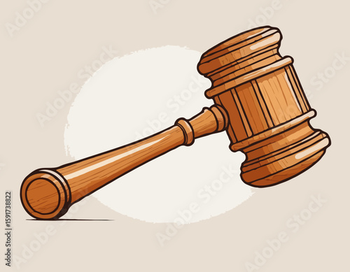 Cartoon Wooden Gavel Drawing